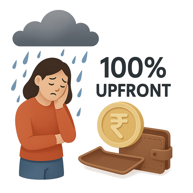 Sad person with traditional buying